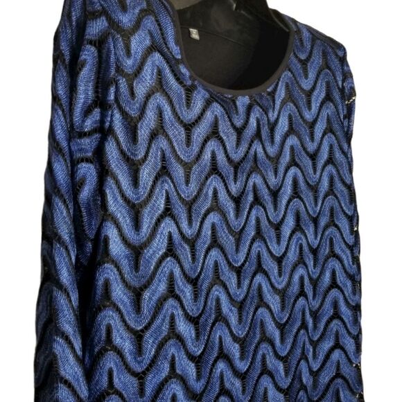 Roz & Ali Blue & Black Top Size 2X - Picture 2 of 13